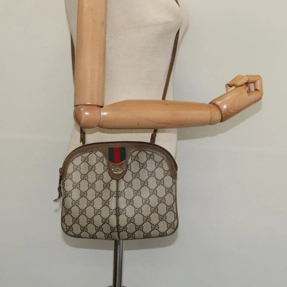 GUCCI GG Supreme Web Sherry Line Shoulder Bag PVC Beige 98 02 047 Auth 125950 - Picture 15 of 16